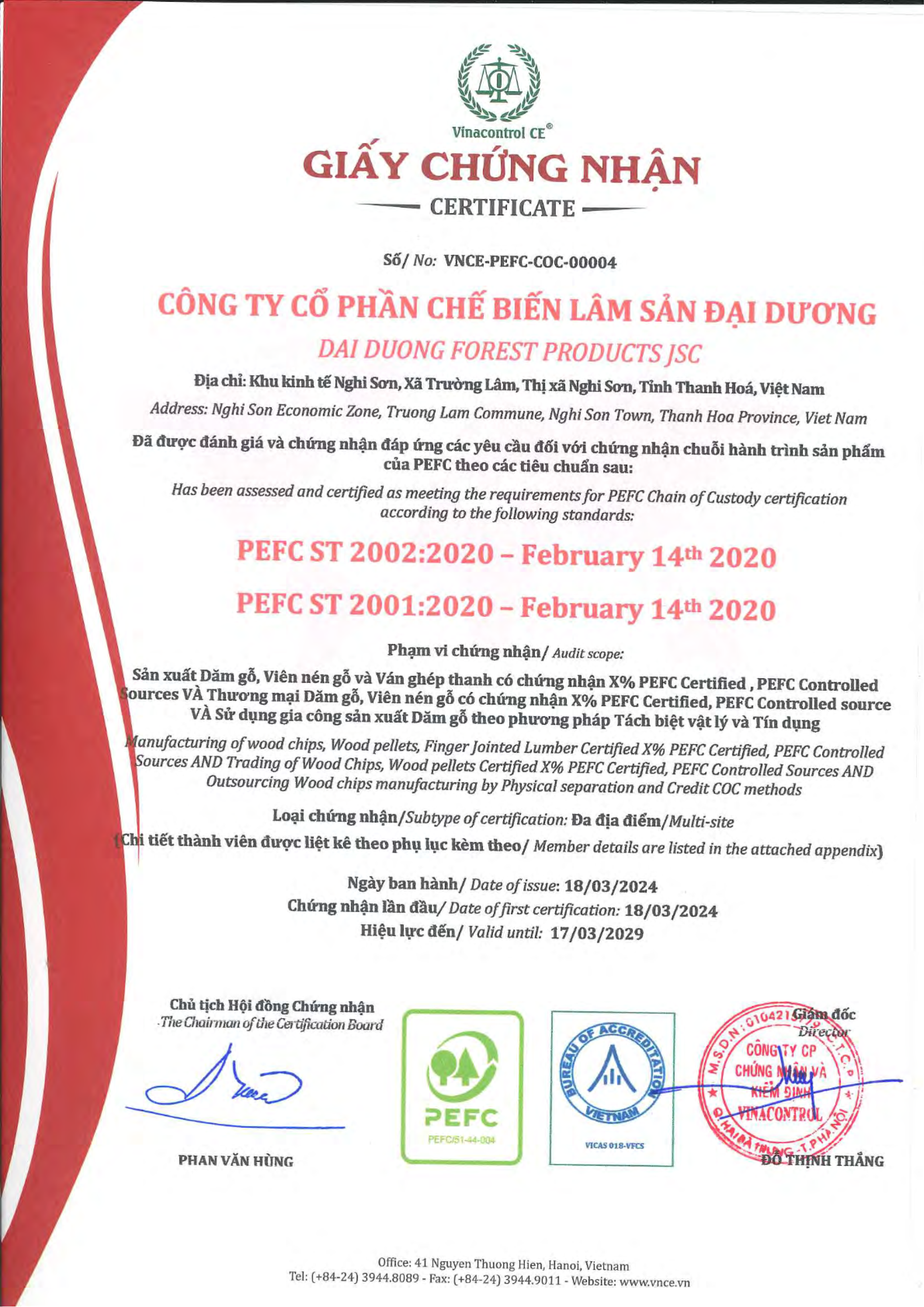PEFC COC - Dai Duong