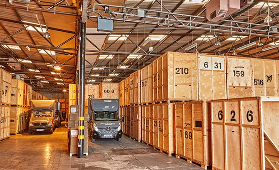 Container trucks at an OFC warehouse